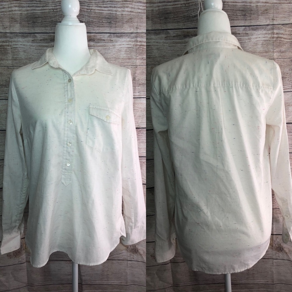 J.Crew White/Multi Colored Button Down - image 1